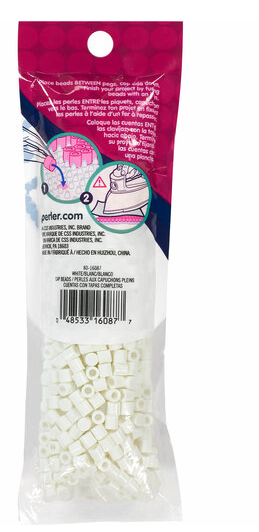 Perler 80-16087 Solid-Top Cap Fuse Beads, 750pcs, White