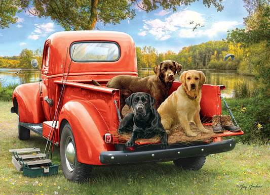 Cobble Hill 1000 Piece Puzzle - Fishing Friends - Sample Poster Included