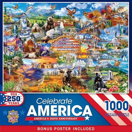 MasterPieces 1000 Piece Jigsaw Puzzle for Adults, Family, Or Youth - Celebrate America - 19.25"x26.75"