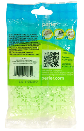 Perler 80-19075 Bulk Fuse Beads for Craft Activities 1000pcs, Glow in the Dark Green