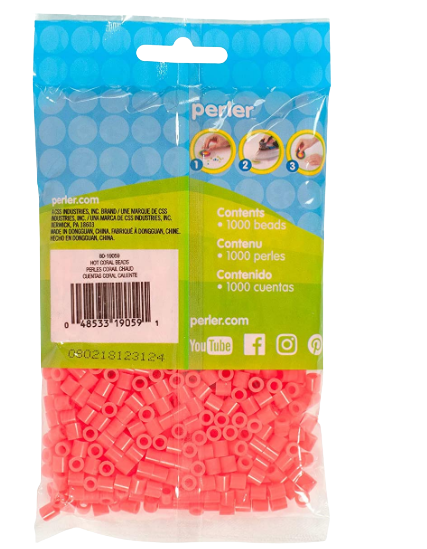 Perler 80-19059 Bulk Fuse Beads for Craft Activities 1000pcs, Hot Coral Pink