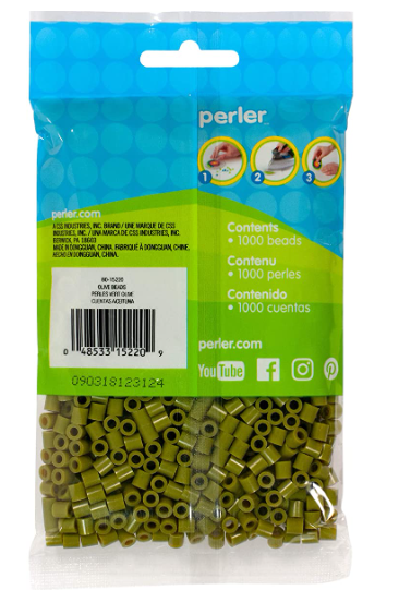 Perler 80-15220 Bulk Fuse Beads for Craft Activities 1000pcs, Olive Green