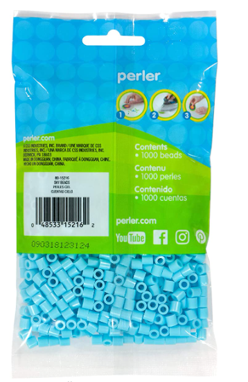 Perler 80-15216 Bulk Fuse Beads for Craft Activities 1000pcs, Sky Blue