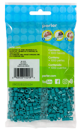 Perler 80-15218 Bulk Fuse Beads for Craft Activities 1000pcs, Teal