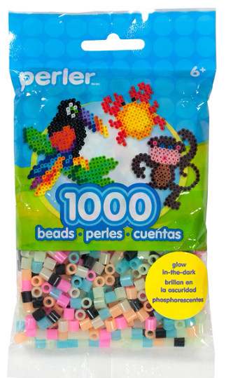 Perler 80-19067 Bulk Fuse Beads for Craft Activities 1000pcs, Glow in the dark Mix