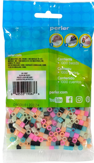 Perler 80-19067 Bulk Fuse Beads for Craft Activities 1000pcs, Glow in the dark Mix