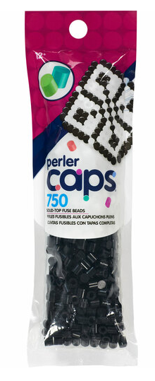 Perler 80-16086 Solid-Top Cap Fuse Beads, 750pcs, Black