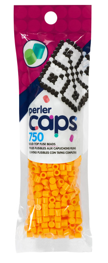 Perler 80-16093 Solid-Top Cap Fuse Beads, 750pcs, Cheddar