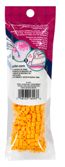 Perler 80-16093 Solid-Top Cap Fuse Beads, 750pcs, Cheddar