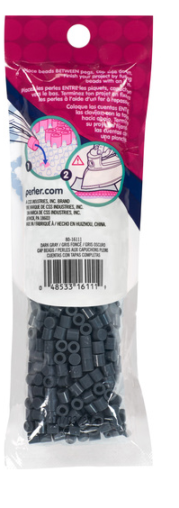 Perler 80-16111 Solid-Top Cap Fuse Beads, 750pcs, Dark Gray