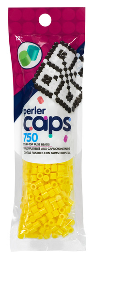 Perler 80-16095 Solid-Top Cap Fuse Beads, 750pcs, Yellow