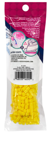 Perler 80-16095 Solid-Top Cap Fuse Beads, 750pcs, Yellow