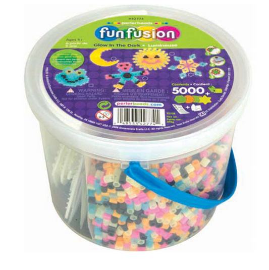 Perler 80-42774 Glow in the Dark Activities Beads Small Bucket Kit, 5000pcs